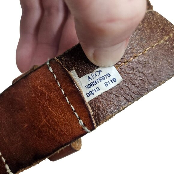 American Eagle‎ Outfitters AEO Brown Leather Belt With Metal Studs Size 40 Basic - Picture 6 of 9